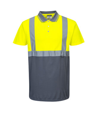 S479YGY - Warnschutz Kontrast Poloshirt kurzarm  (Y)