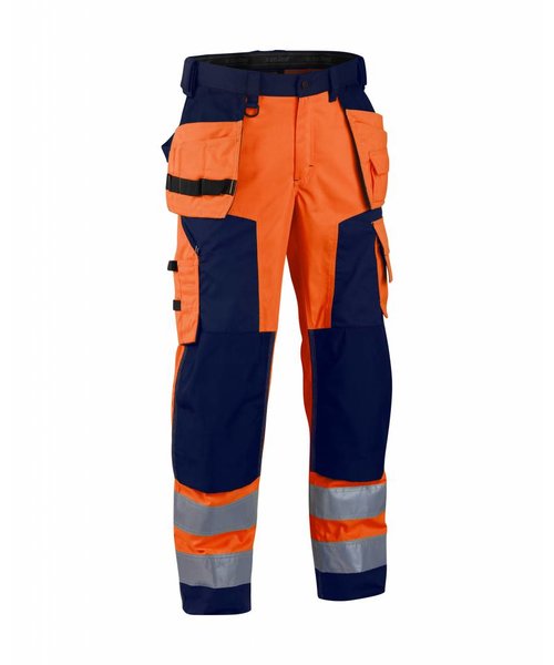 Blaklader - Blåkläder Highvisibility softshell craftsman trouser Orange/Navy blue