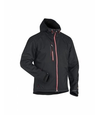 Veste Softshell à capuche : Noir/Rouge - 494925179956