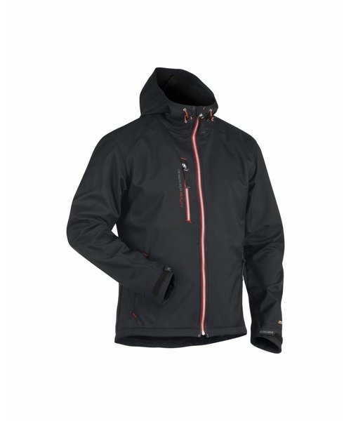 Blaklader - Blåkläder Softshell Jacke mit Kapuze : Schwarz/Rot - 494925179956