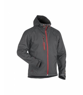 Veste Softshell à capuche : Gris foncé/Rouge - 494925179756