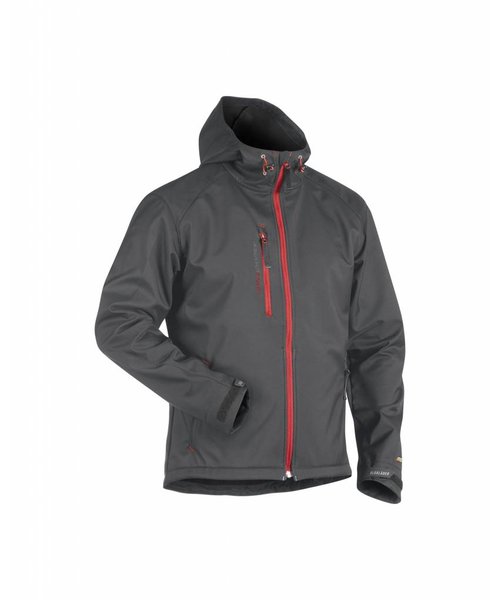 Blaklader - Blåkläder Veste Softshell à capuche : Gris foncé/Rouge - 494925179756