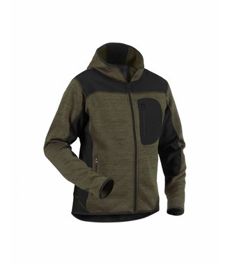 Gebreid vest met softshell  : Army Groen/Zwart - 493021174699