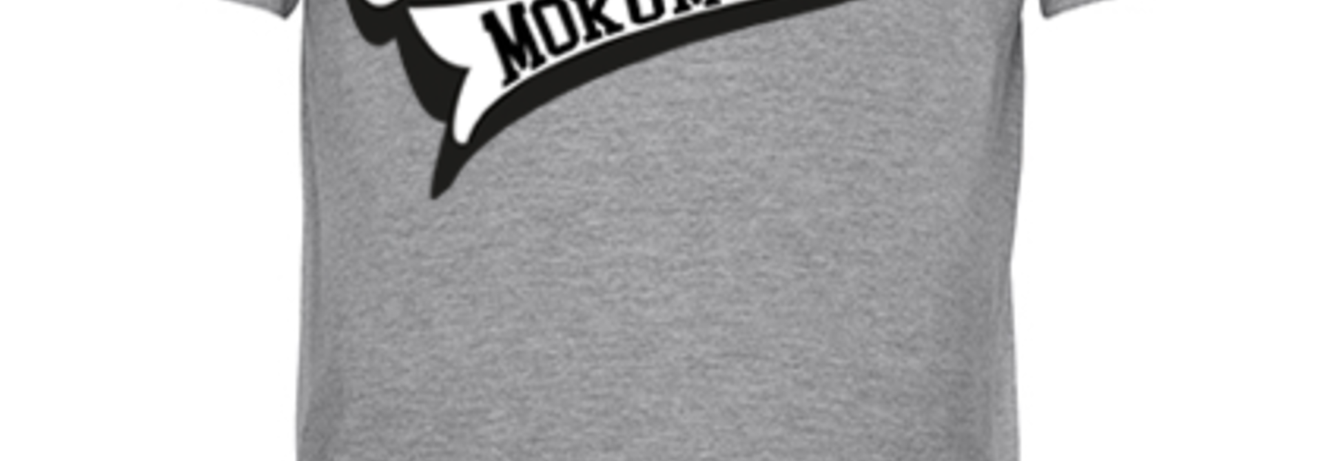 Grijs T-shirt met witte print en zwarte outline