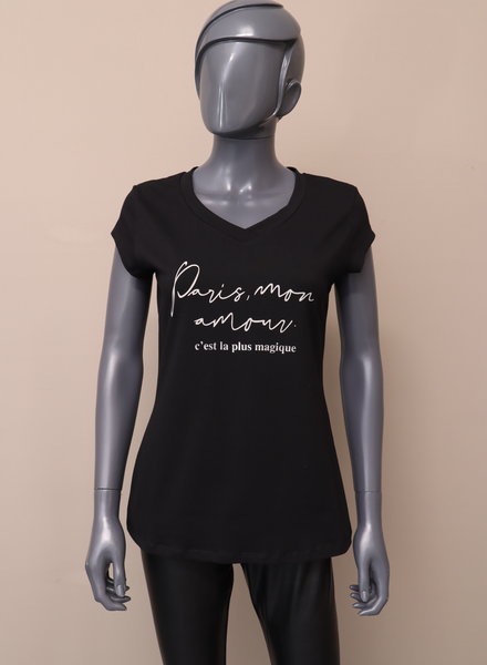 T-shirt "Paris, mon amour" zwart