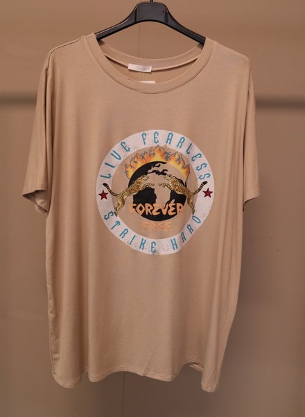 T-shirt "Live Fearless" beige PLUS