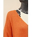 Gebreide jurk "Veronique" V-hals oranje