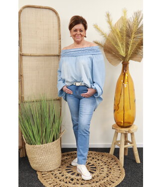 Jeans blouse "Met Roesel" blauw