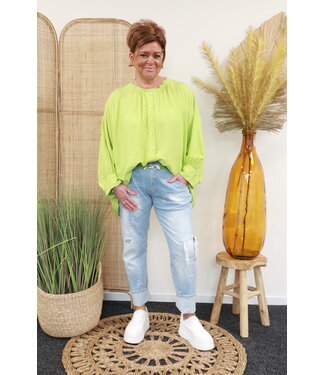 Xuna Oversized blouse "Veronique" lime groen