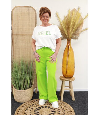 Wide leg pantalon "Fresh" lime groen