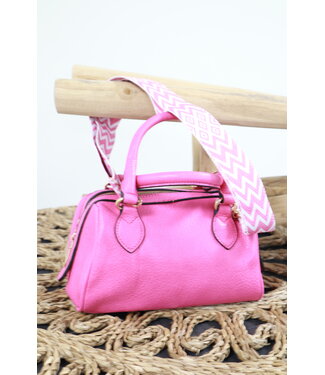 Kleine handtas met bagstrap fuchsia