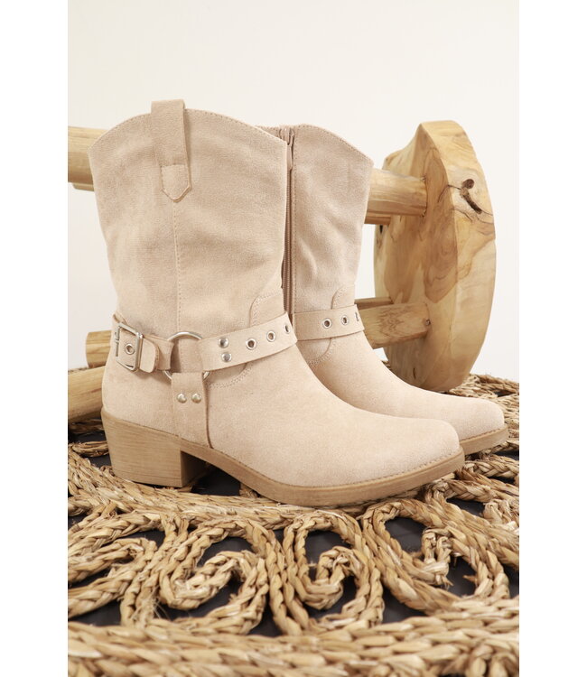 Biker boots "Suedine" beige