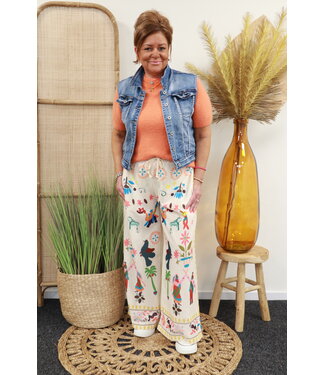 Wide leg broek "Summer print" multi color