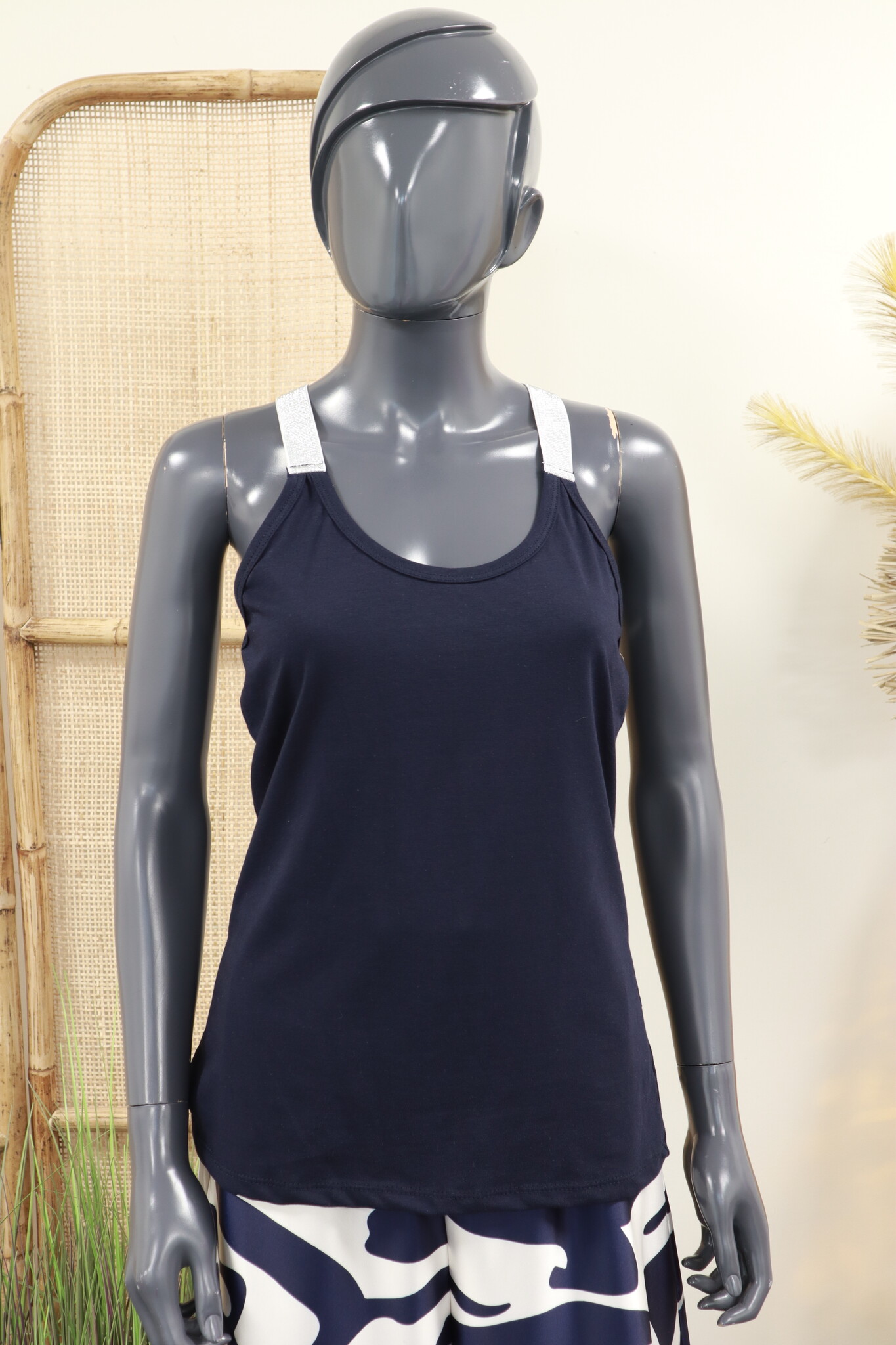 Kruisband top Met zilver marine blauw Lofft 6