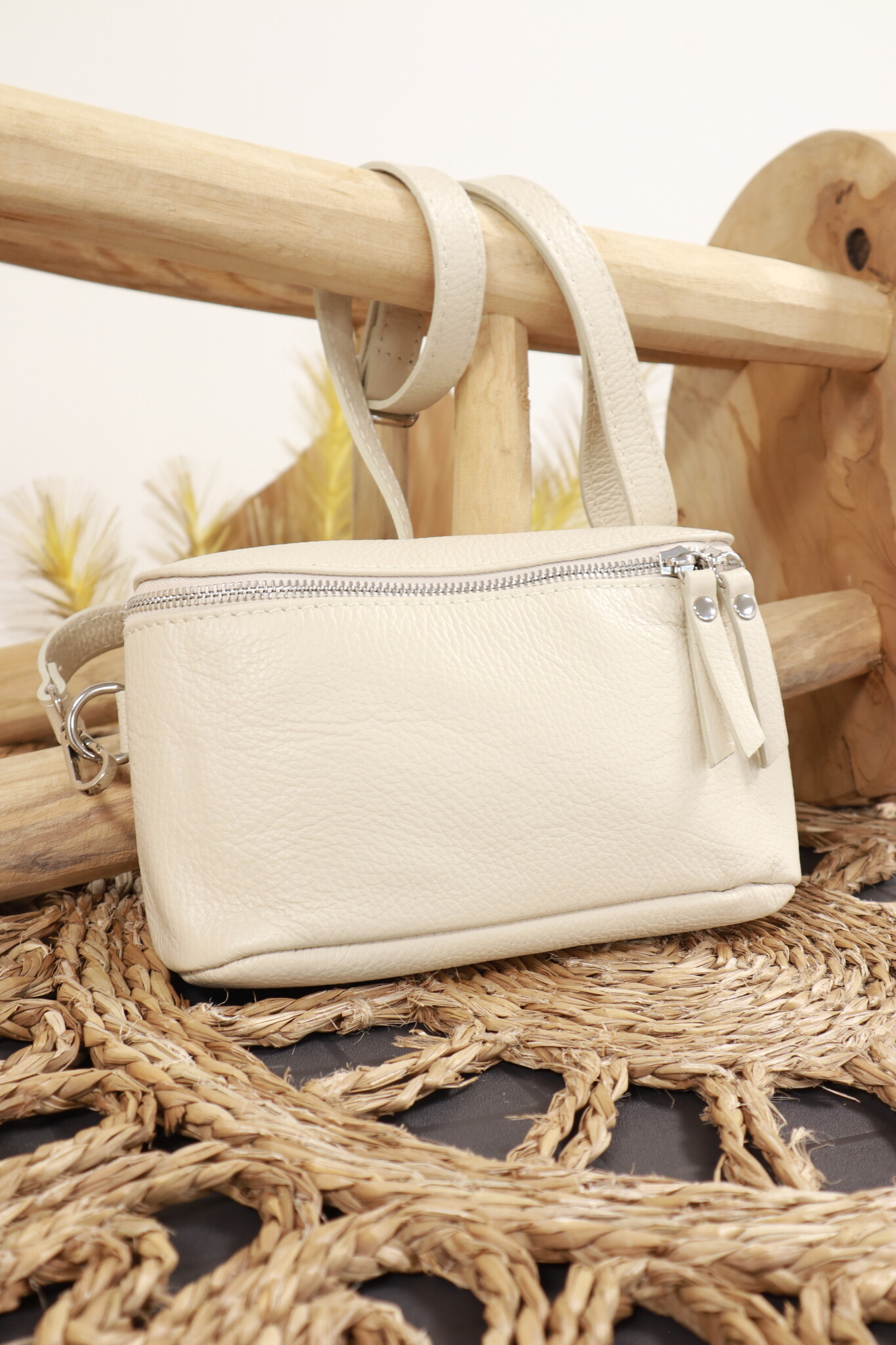 Cross body tas Leder beige Lofft 6