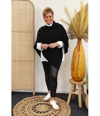 Poncho "Met knopen" zwart