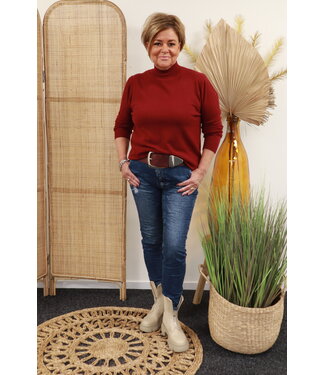 Trui met boord Essentials bordeaux rood Lofft 6