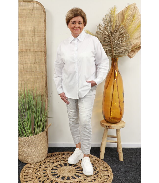 Overhemd blouse "lang" wit
