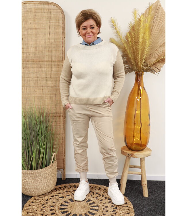 Xuna Trui "twee kleurig" beige/camel