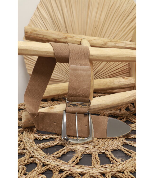 Xuna Elastische riem "Grote gesp" taupe