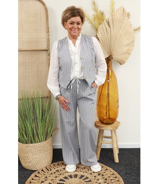 Xuna Gilet "Amalfi" gestreept grijs