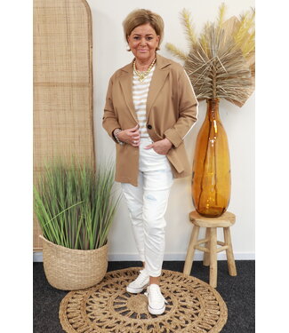 Blazer "witte bies" camel/wit