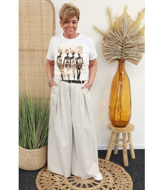 Super wide leg broek "Linda" beige