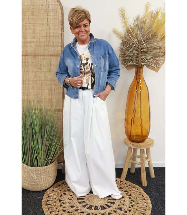 Super wide leg broek "Linda" wit