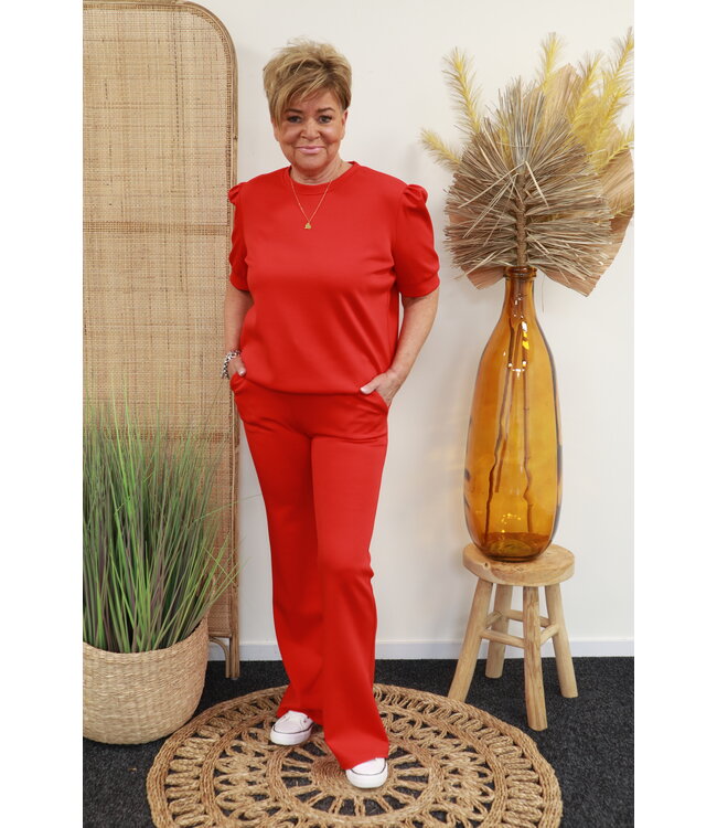 Sweater met pofmouw "Hannah" rood
