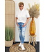 Glans blouse "Met pofmouw" wit