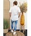Glans blouse "Met pofmouw" wit