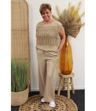 Trui "Boho franjes" camel