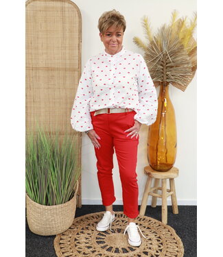 Comfi broek "Met riem" rood