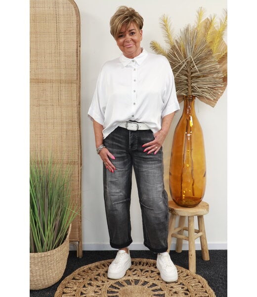 S. Woman Balloon jeans "Light washed" zwart denim