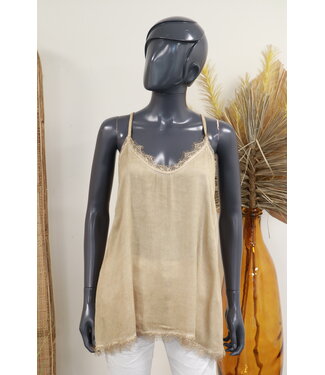 Top met kant "Viscose" camel
