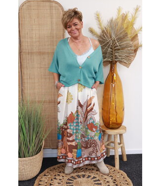 Maxi rok "Met print" turquoise/off-white