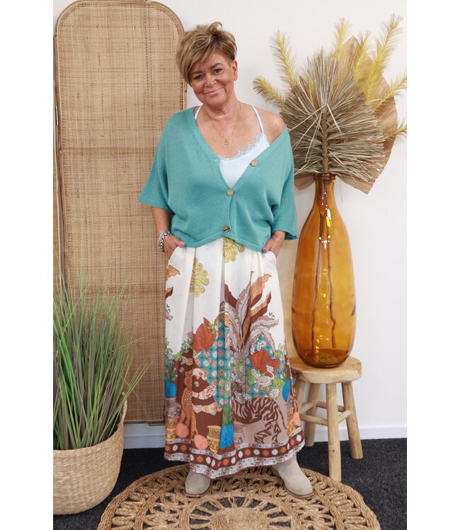 Maxi rok "Met print" turquoise/off-white