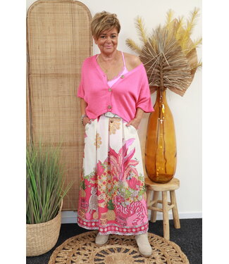 Maxi rok "Met print" roze/off-white