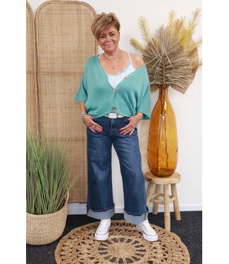 Oversized vest "Met knopen" turquoise