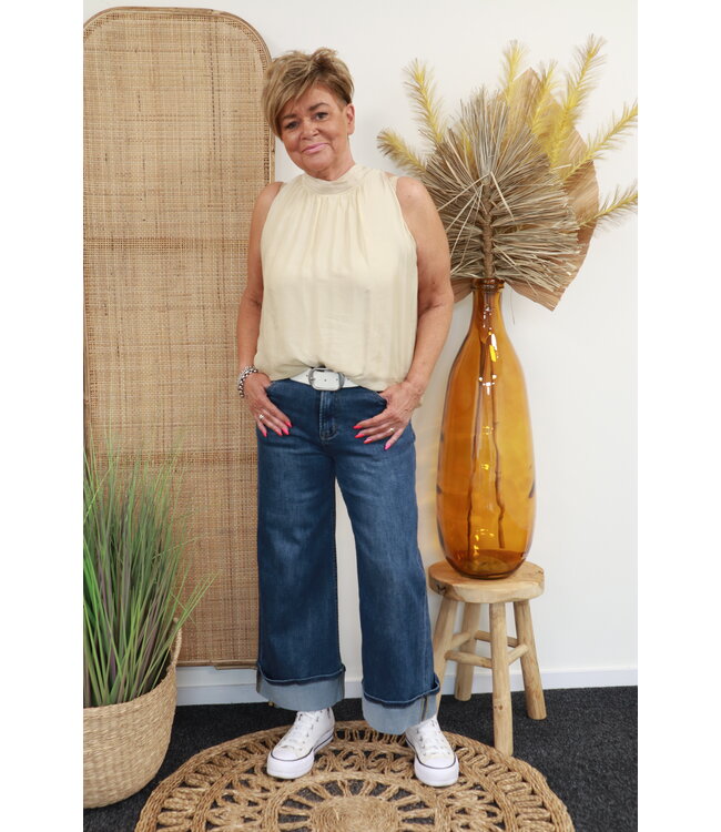 iSilk Haltertop "Silky" beige/goud