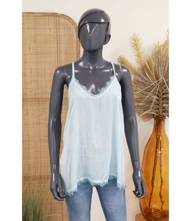 Top met kant "Viscose" ijsblauw