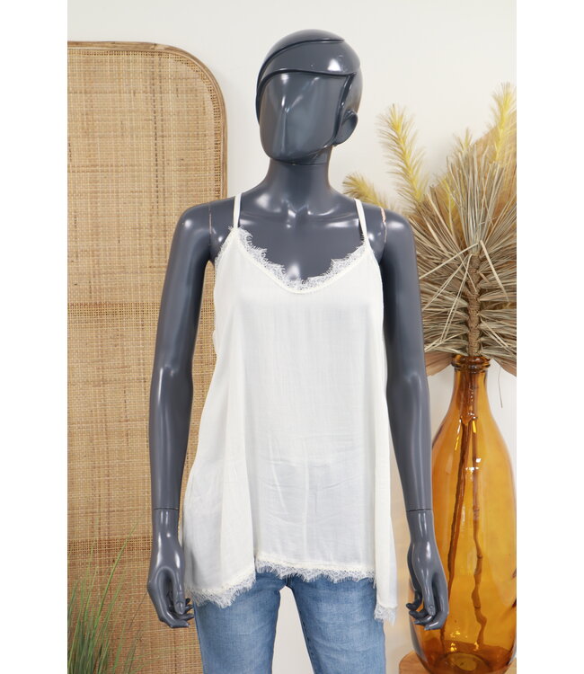 Top met kant "Viscose" off-white