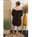 Off-shoulder "Ballon" jurk bruin