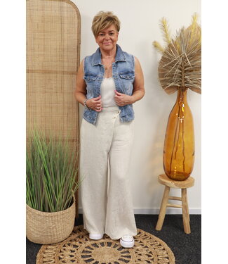 Issima Pantalon "Overslag" linnen beige