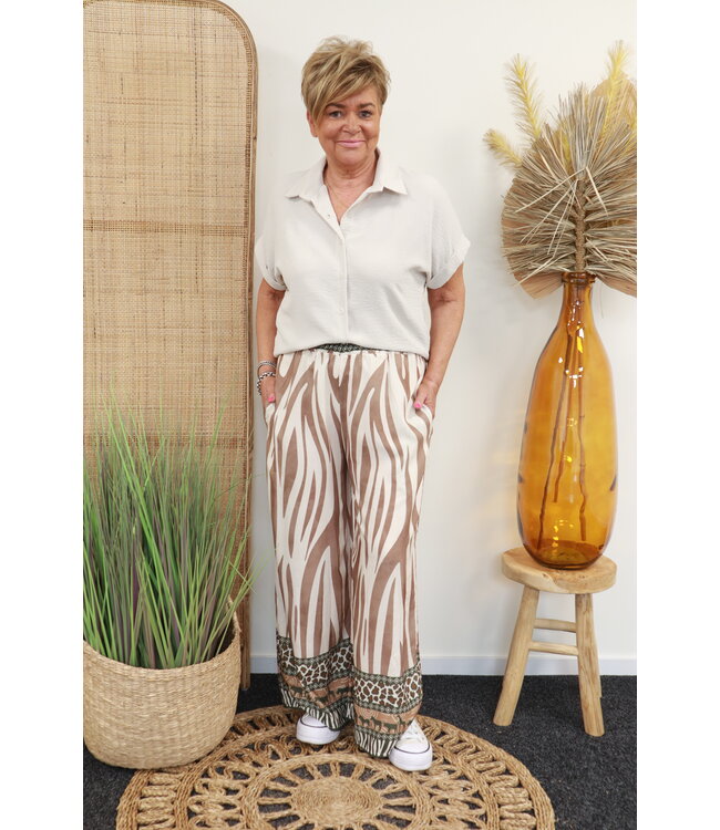 Wide leg pantalon "Jungle" beige/camel