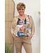 Vleermuistrui "Met print" camel/blauw
