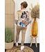 Vleermuistrui "Met print" camel/blauw