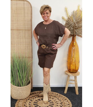 Blouse "Celine" linnen bruin