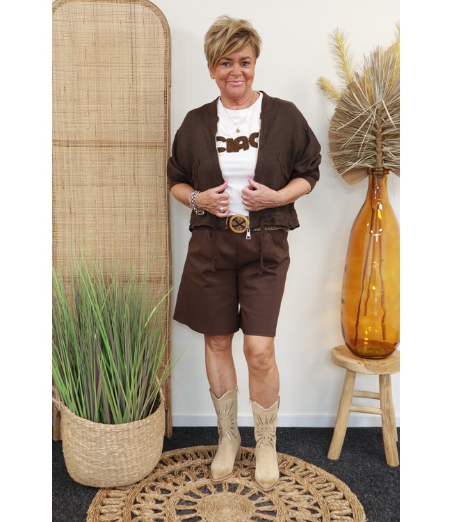 Vest/jack "Linnen" bruin