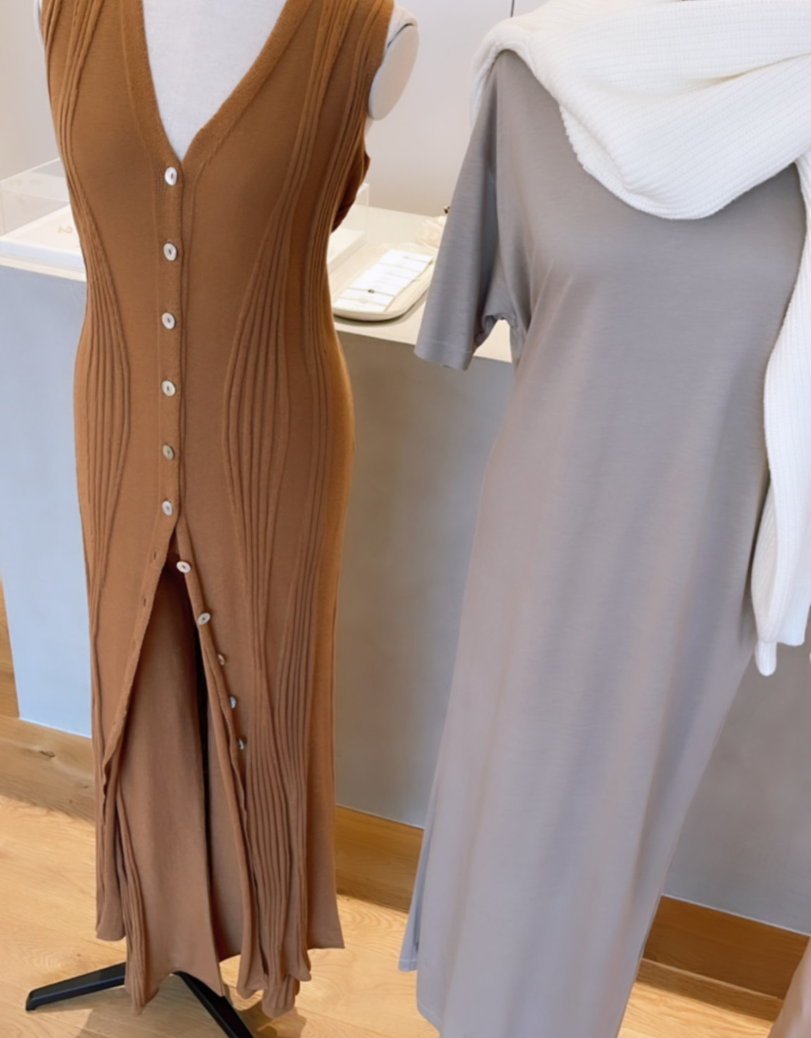 Re/Born Vittoria Knit Dress Camel